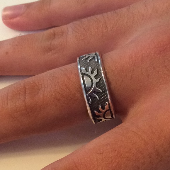 Men’s Sterling Silver Sun Motif Band Size 11.5 - Picture 2 of 6